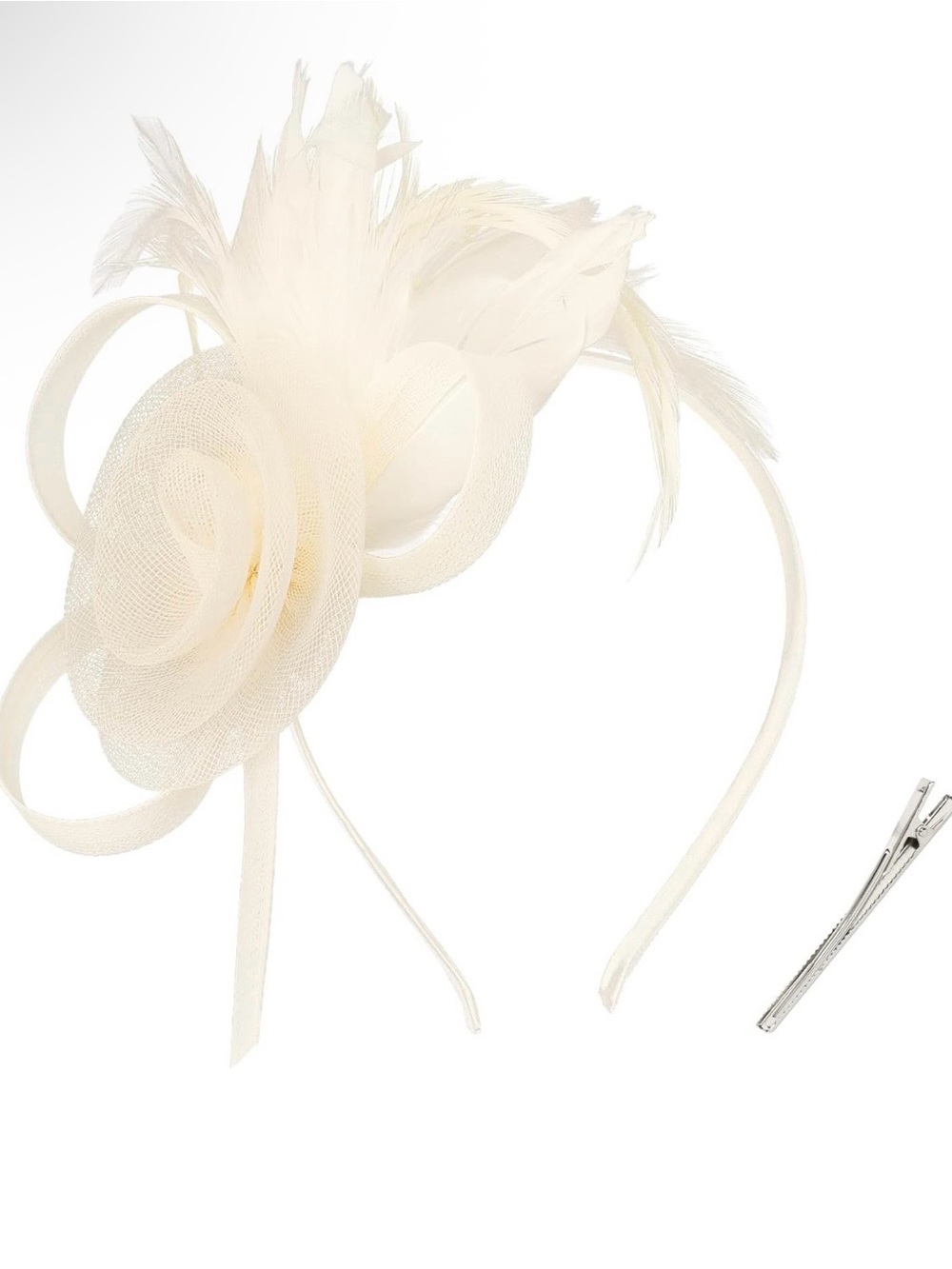 Ivory Feather Floral Headband Fascinator